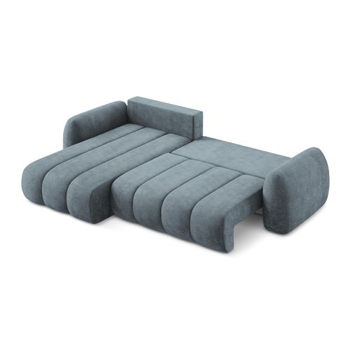 Canapé D’angle 3 Places Gauche Convertible Pele En Tissu Chenille Jeans