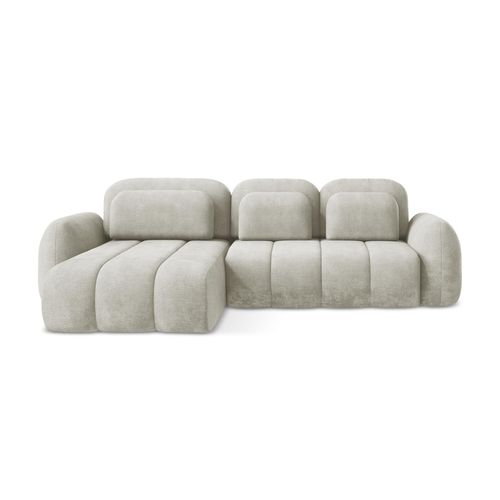 Canapé D’angle 3 Places Gauche Convertible Pele En Tissu Chenille Perle