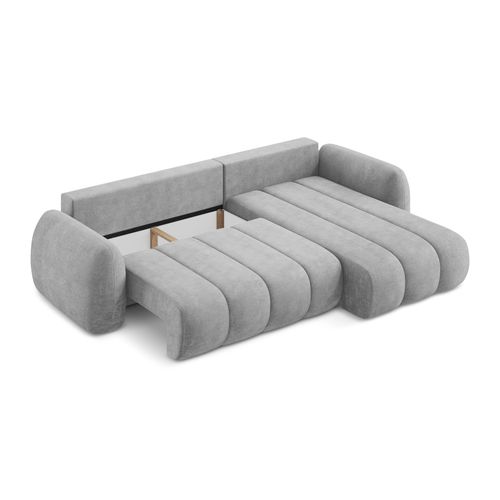 Canapé D'angle Droit Convertible Pele En Tissu Chenille Gris Clair