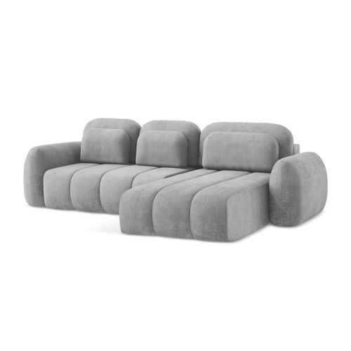 Canapé D'angle Droit Convertible Pele En Tissu Chenille Gris Clair