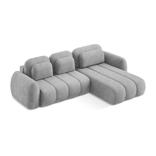 Canapé D'angle Droit Convertible Pele En Tissu Chenille Gris Clair