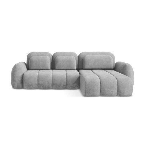 Canapé D'angle Droit Convertible Pele En Tissu Chenille Gris Clair