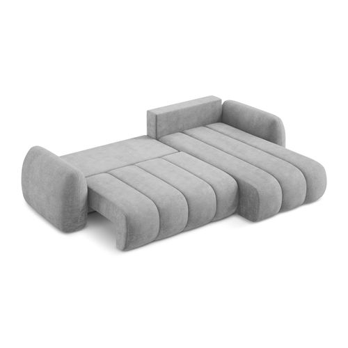 Canapé D'angle Droit Convertible Pele En Tissu Chenille Gris Clair