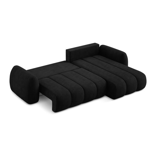 Canapé D'angle Droit Convertible Pele En Tissu Chenille Noir
