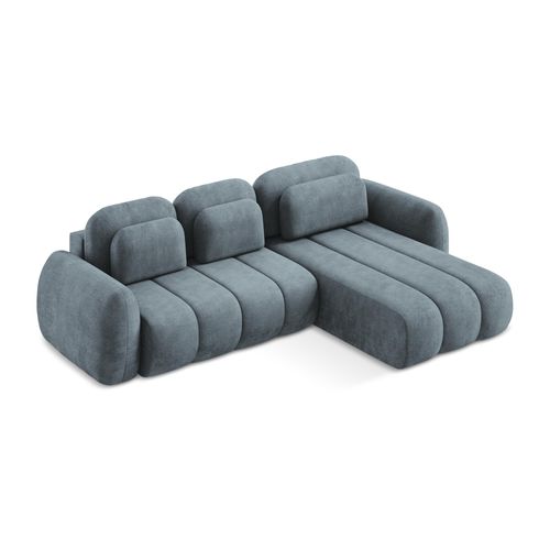 Canapé D'angle Droit Convertible Pele En Tissu Chenille Jeans