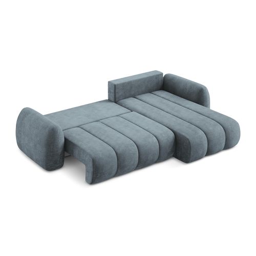 Canapé D'angle Droit Convertible Pele En Tissu Chenille Jeans