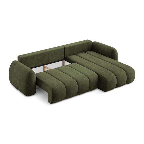 Canapé D'angle Droit Convertible Pele En Tissu Chenille Olive