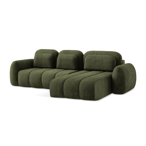 Canapé D'angle Droit Convertible Pele En Tissu Chenille Olive