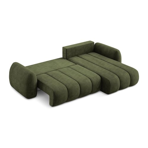 Canapé D'angle Droit Convertible Pele En Tissu Chenille Olive