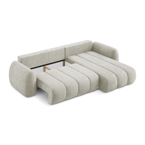 Canapé D'angle Droit Convertible Pele En Tissu Chenille Perle