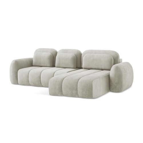 Canapé D'angle Droit Convertible Pele En Tissu Chenille Perle