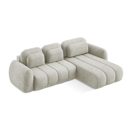 Canapé D'angle Droit Convertible Pele En Tissu Chenille Perle