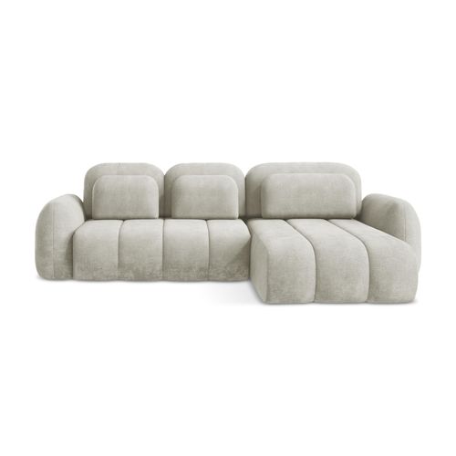 Canapé D'angle Droit Convertible Pele En Tissu Chenille Perle