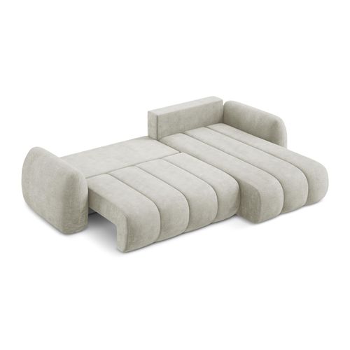 Canapé D'angle Droit Convertible Pele En Tissu Chenille Perle