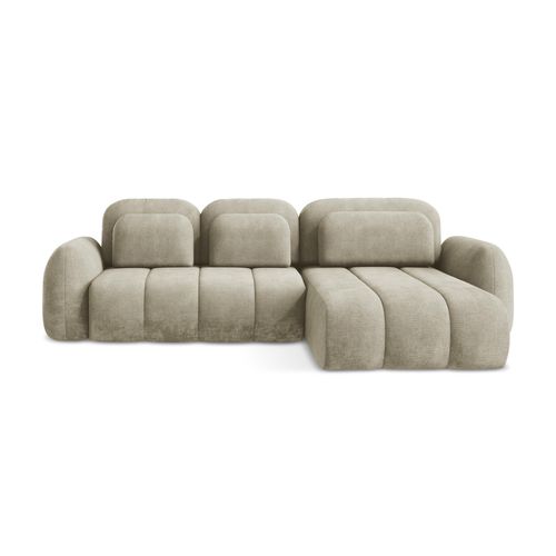 Canapé D'angle Droit Convertible Pele En Tissu Chenille Beige