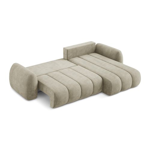 Canapé D'angle Droit Convertible Pele En Tissu Chenille Beige