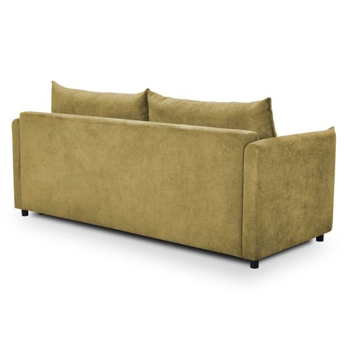 Canapé 3 Places Convertible Piko En Tissu Chenille Vert Citron