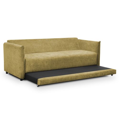 Canapé 3 Places Convertible Piko En Tissu Chenille Vert Citron