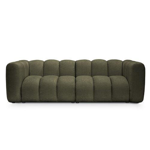 Canapé Modulable 3 Places Maka En Tissu Chenille Olive