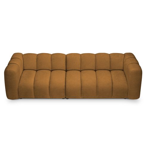 Canapé Modulable 4 Places Maka En Tissu Chenille Moutarde