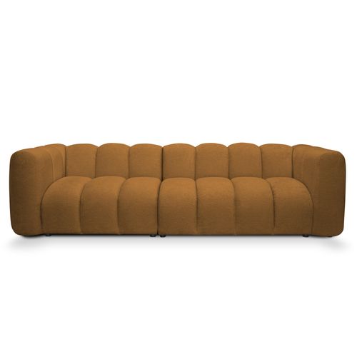 Canapé Modulable 4 Places Maka En Tissu Chenille Moutarde