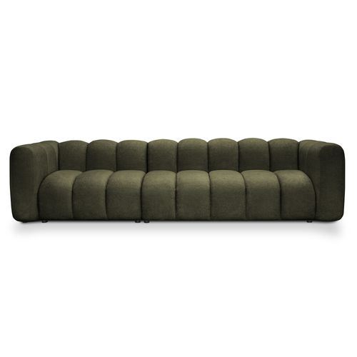 Canapé Modulable 5 Places Maka En Tissu Chenille Olive