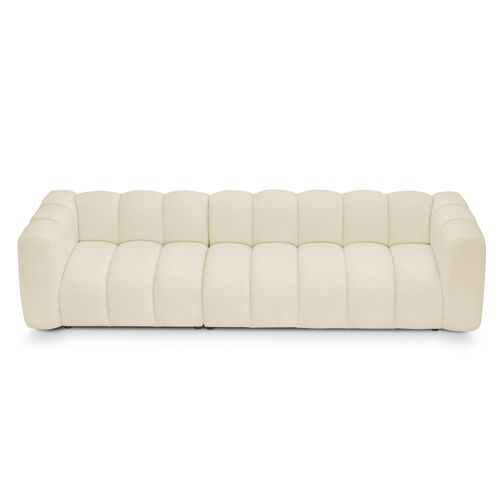 Canapé Modulable 5 Places Maka En Tissu Chenille Beige Clair