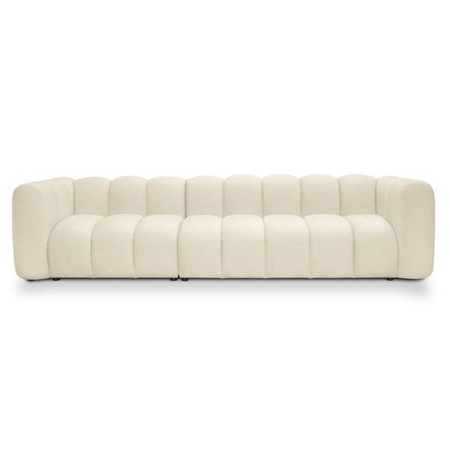 Canapé Modulable 5 Places Maka En Tissu Chenille Beige Clair