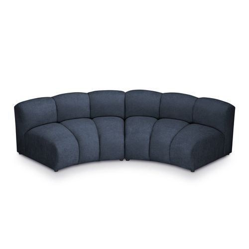 Canapé D'angle Modulaire 3 Places Reversible Maka En Tissu Chenille Bleu