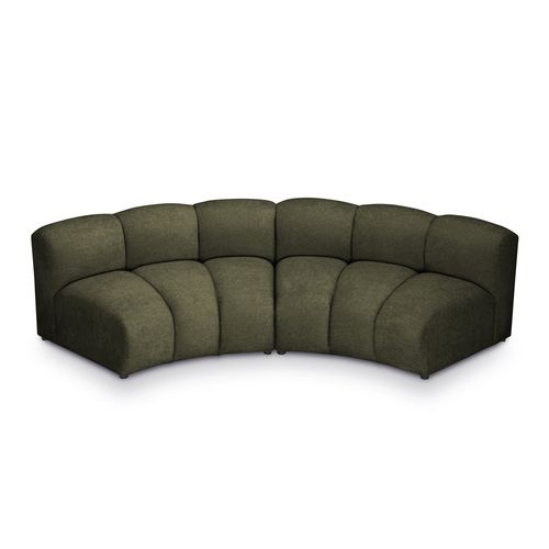 Canapé D'angle Modulaire 3 Places Reversible Maka En Tissu Chenille Olive