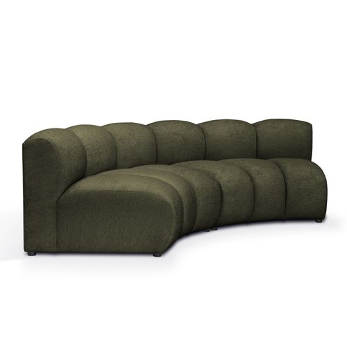 Canapé D'angle Modulaire 3 Places Reversible Maka En Tissu Chenille Olive