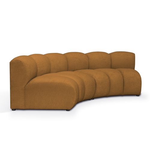 Canapé D'angle Modulaire 3 Places Reversible Maka En Tissu Chenille Moutarde