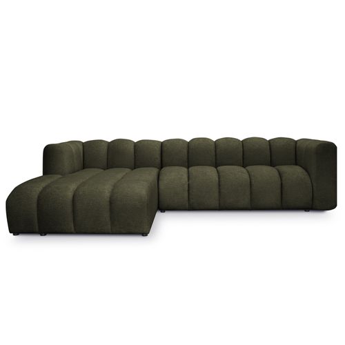 Canapé D'angle 3 Places Modulaire Gauche Maka En Tissu Chenille Olive