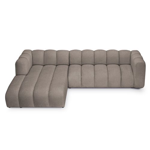 Canapé D'angle 3 Places Modulaire Gauche Maka En Tissu Chenille Beige