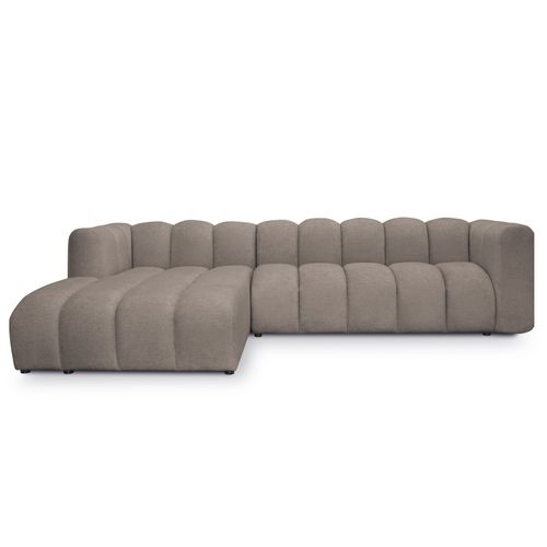 Canapé D'angle 3 Places Modulaire Gauche Maka En Tissu Chenille Beige