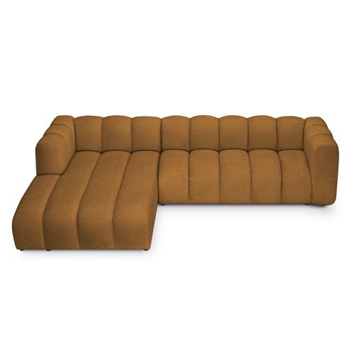 Canapé D'angle 3 Places Modulaire Gauche Maka En Tissu Chenille Moutarde