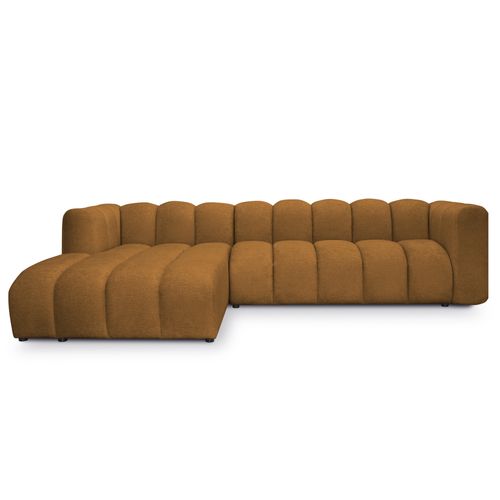 Canapé D'angle 3 Places Modulaire Gauche Maka En Tissu Chenille Moutarde