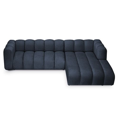 Canapé D'angle 4 Places Modulaire Droit Maka En Tissu Chenille Bleu