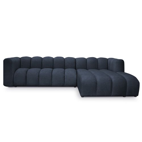 Canapé D'angle 4 Places Modulaire Droit Maka En Tissu Chenille Bleu