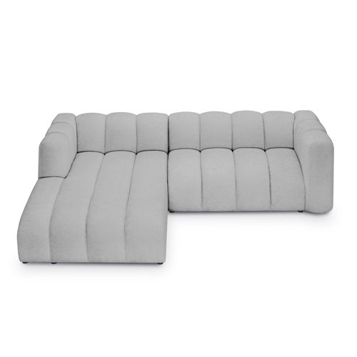 Canapé D'angle 3 Places Modulaire Gauche Maka En Tissu Chenille Gris Clair