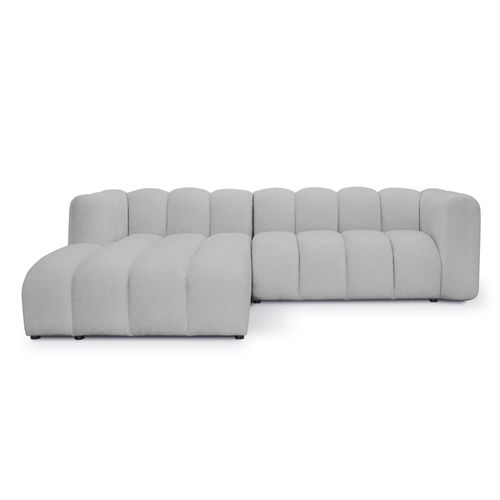 Canapé D'angle 3 Places Modulaire Gauche Maka En Tissu Chenille Gris Clair