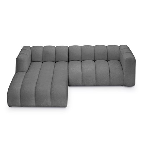 Canapé D'angle 3 Places Modulaire Gauche Maka En Tissu Chenille Gris Foncé