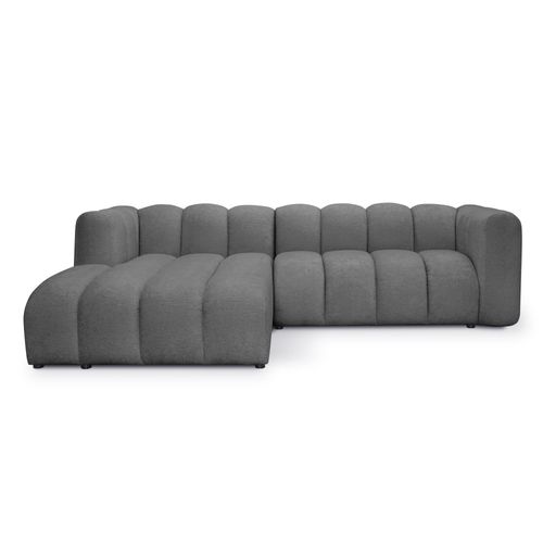 Canapé D'angle 3 Places Modulaire Gauche Maka En Tissu Chenille Gris Foncé