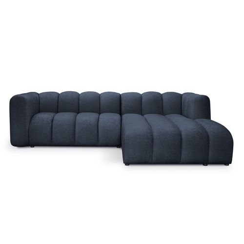 Canapé D'angle 4 Places Modulaire Droit Maka En Tissu Chenille Bleu