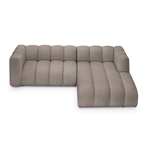 Canapé D'angle 4 Places Modulaire Droit Maka En Tissu Chenille Beige