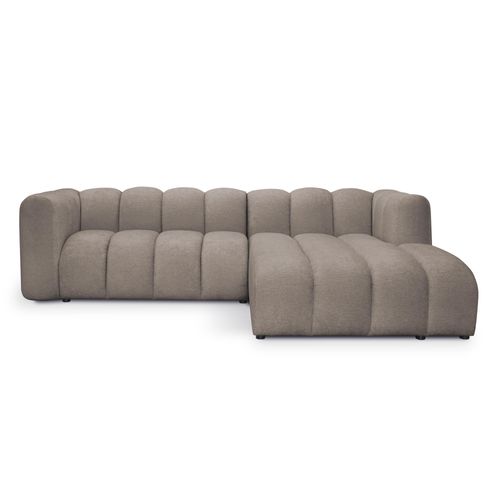 Canapé D'angle 4 Places Modulaire Droit Maka En Tissu Chenille Beige