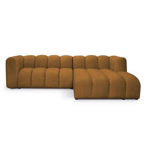 Canapé D'angle 4 Places Modulaire Droit Maka En Tissu Chenille Moutarde