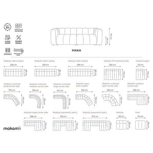 Canapé D'angle 4 Places Modulaire Droit Maka En Tissu Chenille Moutarde