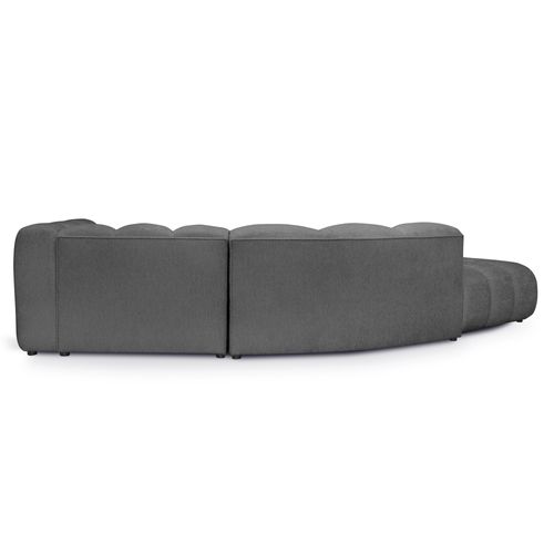 Canapé D'angle 4 Places Modulaire Droit Maka En Tissu Chenille Gris Foncé