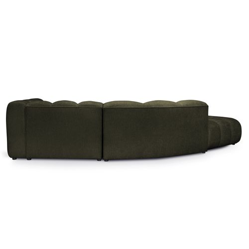 Canapé D'angle 4 Places Modulaire Droit Maka En Tissu Chenille Olive